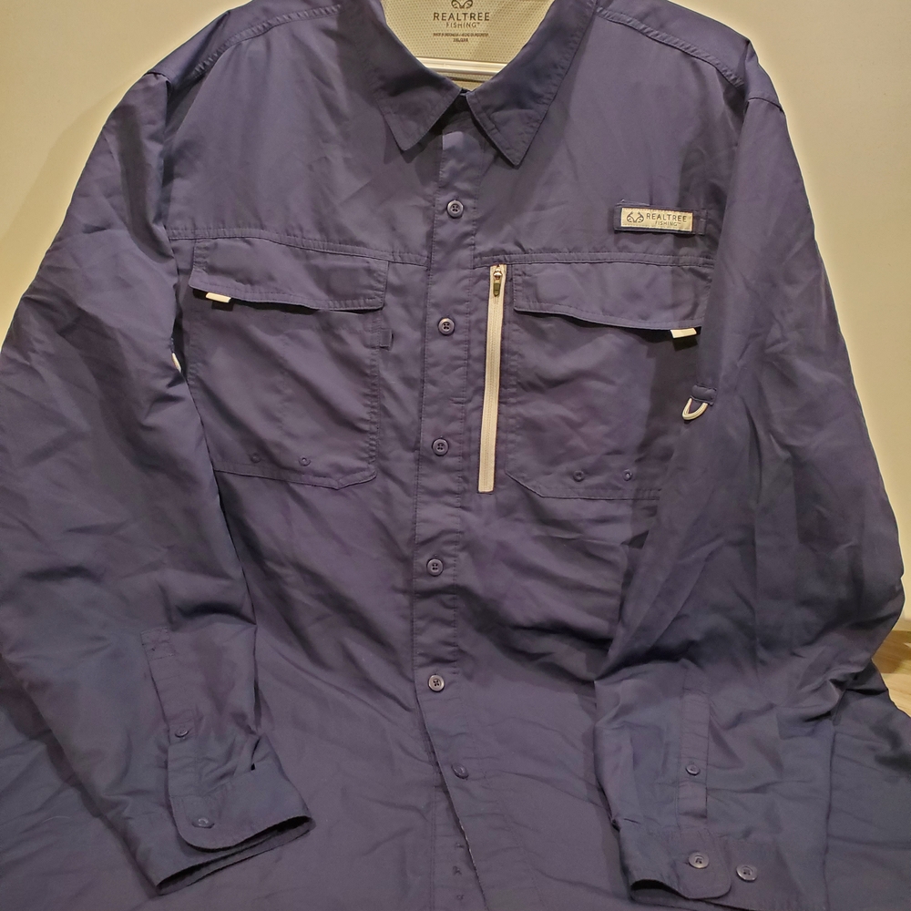Realtree Men's Button Down Fishing Shirt Blue